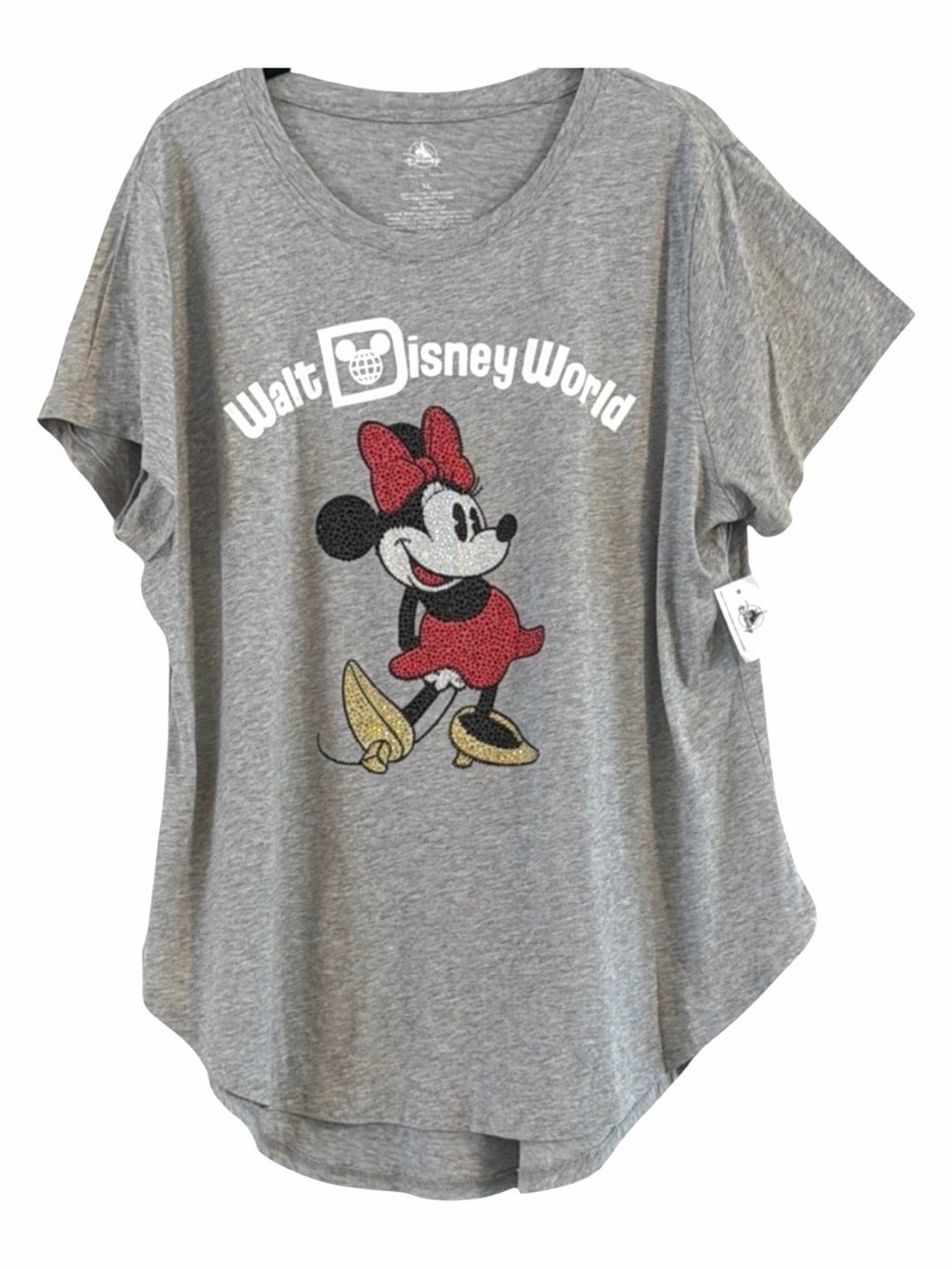 NWT Walt Disney World Minnie Mouse Rhinestone Graphic Tee Shirt Gray XL - Picture 1 of 7